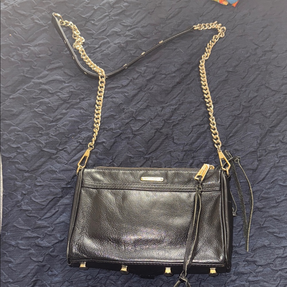 Rebecca Minkoff Black Crossbody Bag with Gold Chain